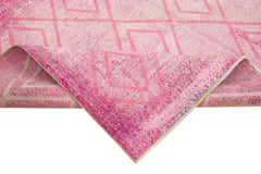 Geometric Carpet Pink Geometric Cotton Wool Handmade Area Rug 6'9'' x 9'8''