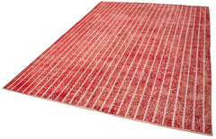 Carpet Red Geometric Cotton Wool Handmade Area Rug 6'11'' x 10'2''