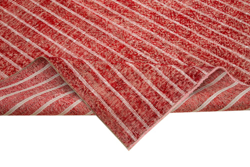 Carpet Red Geometric Cotton Wool Handmade Area Rug 6'11'' x 10'2''