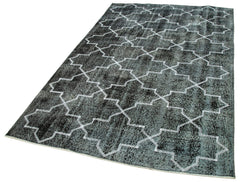Geometric Carpet Black Geometric Cotton Wool Handmade Area Rug 4'11'' x 8'0''