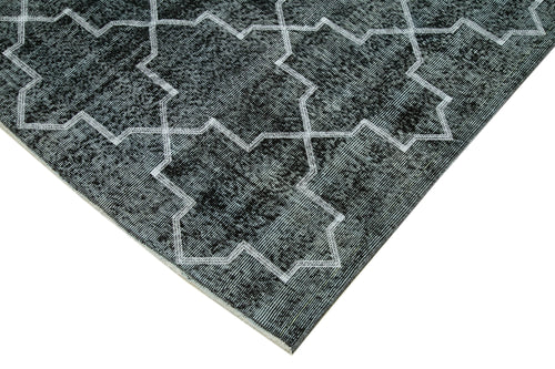 Geometric Carpet Black Geometric Cotton Wool Handmade Area Rug 4'11'' x 8'0''