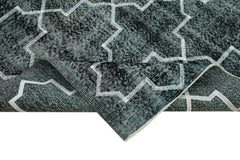 Geometric Carpet Black Geometric Cotton Wool Handmade Area Rug 4'11'' x 8'0''