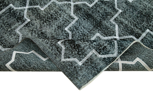 Geometric Carpet Black Geometric Cotton Wool Handmade Area Rug 4'11'' x 8'0''