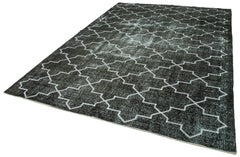 Geometric Carpet Black Geometric Cotton Wool Handmade Area Rug 8'0'' x 10'8''