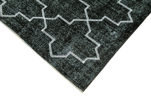Geometric Carpet Black Geometric Cotton Wool Handmade Area Rug 8'0'' x 10'8''