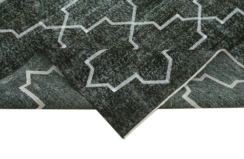 Geometric Carpet Black Geometric Cotton Wool Handmade Area Rug 8'0'' x 10'8''