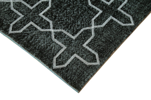 Geometric Carpet Black Geometric Cotton Wool Handmade Area Rug 5'5'' x 9'4''