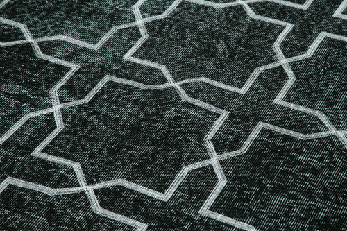 Geometric Carpet Black Geometric Cotton Wool Handmade Area Rug 5'5'' x 9'4''