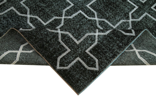 Geometric Carpet Black Geometric Cotton Wool Handmade Area Rug 5'5'' x 9'4''