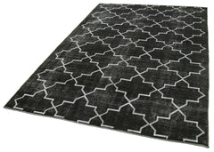 Geometric Carpet Black Geometric Cotton Wool Handmade Area Rug 5'8'' x 8'8''