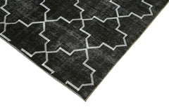 Geometric Carpet Black Geometric Cotton Wool Handmade Area Rug 5'8'' x 8'8''