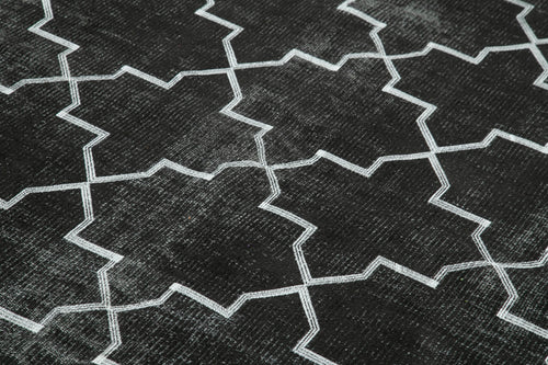 Geometric Carpet Black Geometric Cotton Wool Handmade Area Rug 5'8'' x 8'8''