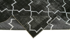 Geometric Carpet Black Geometric Cotton Wool Handmade Area Rug 5'8'' x 8'8''