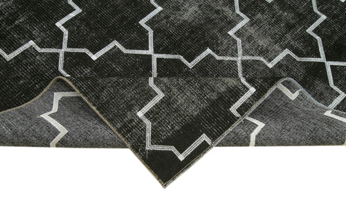 Geometric Carpet Black Geometric Cotton Wool Handmade Area Rug 5'8'' x 8'8''
