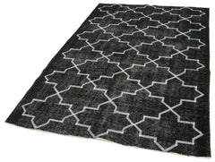 Geometric Carpet Black Geometric Cotton Wool Handmade Area Rug 5'0'' x 7'11''