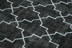 Geometric Carpet Black Geometric Cotton Wool Handmade Area Rug 5'0'' x 7'11''