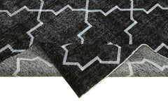 Geometric Carpet Black Geometric Cotton Wool Handmade Area Rug 5'0'' x 7'11''