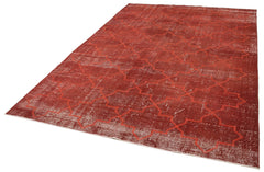 Geometric Carpet Red Geometric Cotton Wool Handmade Area Rug 6'8'' x 9'5''