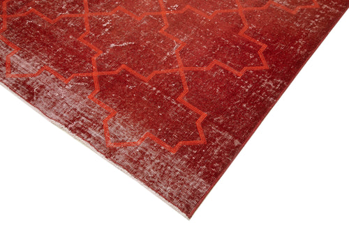 Geometric Carpet Red Geometric Cotton Wool Handmade Area Rug 6'8'' x 9'5''
