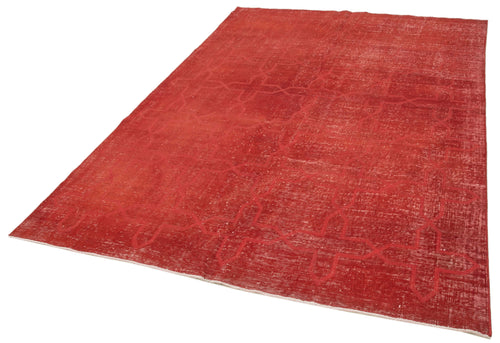 Geometric Carpet Red Geometric Cotton Wool Handmade Area Rug 6'7'' x 9'6''