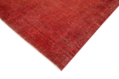 Geometric Carpet Red Geometric Cotton Wool Handmade Area Rug 6'7'' x 9'6''