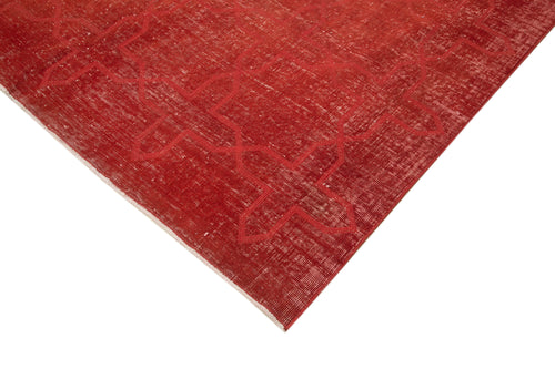 Geometric Carpet Red Geometric Cotton Wool Handmade Area Rug 6'7'' x 9'6''