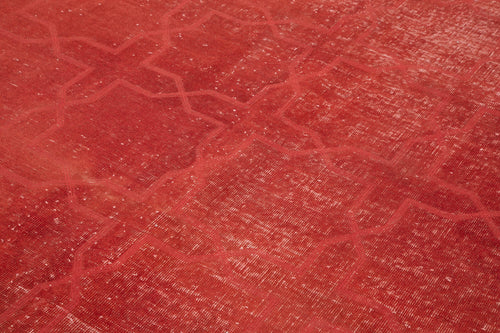 Geometric Carpet Red Geometric Cotton Wool Handmade Area Rug 6'7'' x 9'6''