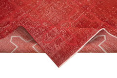 Geometric Carpet Red Geometric Cotton Wool Handmade Area Rug 6'7'' x 9'6''