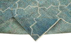 Geometric Carpet Blue Geometric Cotton Wool Handmade Area Rug 4'11'' x 8'4''