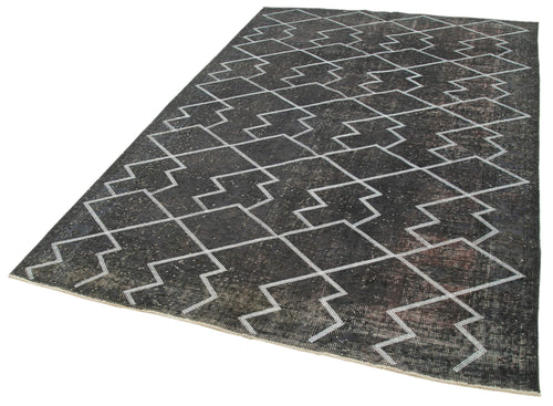 Geometric Carpet Grey Geometric Cotton Wool Handmade Area Rug 5'6'' x 8'11''