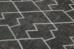 Geometric Carpet Grey Geometric Cotton Wool Handmade Area Rug 5'6'' x 8'11''