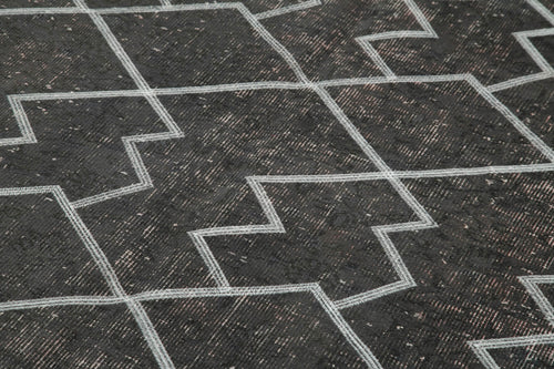 Geometric Carpet Grey Geometric Cotton Wool Handmade Area Rug 5'6'' x 8'11''