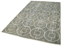 Geometric Carpet Grey Geometric Cotton Wool Handmade Area Rug 5'4'' x 9'7''