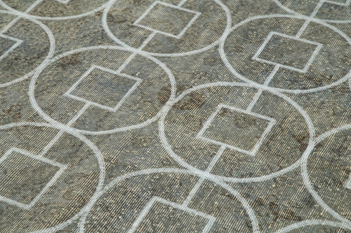 Geometric Carpet Grey Geometric Cotton Wool Handmade Area Rug 5'4'' x 9'7''