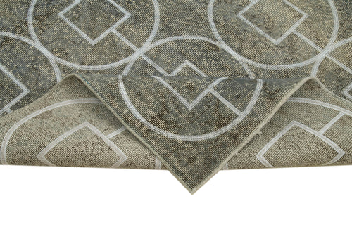 Geometric Carpet Grey Geometric Cotton Wool Handmade Area Rug 5'4'' x 9'7''