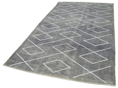 Geometric Carpet Grey Geometric Cotton Wool Handmade Area Rug 5'1'' x 9'1''