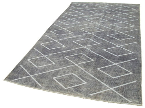 Geometric Carpet Grey Geometric Cotton Wool Handmade Area Rug 5'1'' x 9'1''