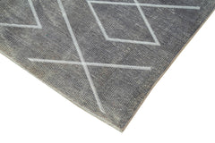 Geometric Carpet Grey Geometric Cotton Wool Handmade Area Rug 5'1'' x 9'1''