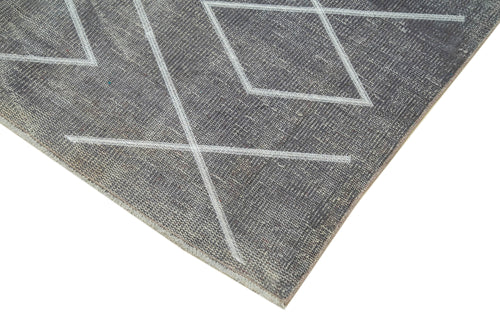 Geometric Carpet Grey Geometric Cotton Wool Handmade Area Rug 5'1'' x 9'1''