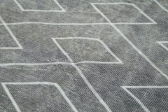 Geometric Carpet Grey Geometric Cotton Wool Handmade Area Rug 5'1'' x 9'1''