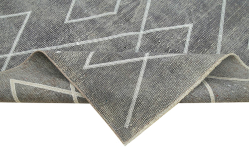 Geometric Carpet Grey Geometric Cotton Wool Handmade Area Rug 5'1'' x 9'1''