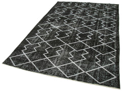Geometric Carpet Black Geometric Cotton Wool Handmade Area Rug 5'6'' x 9'1''