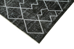 Geometric Carpet Black Geometric Cotton Wool Handmade Area Rug 5'6'' x 9'1''