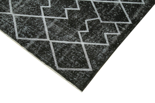 Geometric Carpet Black Geometric Cotton Wool Handmade Area Rug 5'6'' x 9'1''