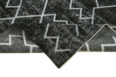 Geometric Carpet Black Geometric Cotton Wool Handmade Area Rug 5'6'' x 9'1''