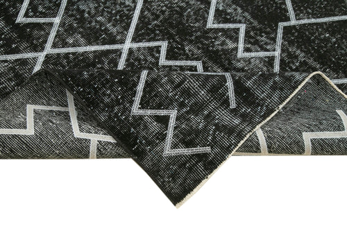 Geometric Carpet Black Geometric Cotton Wool Handmade Area Rug 5'6'' x 9'1''