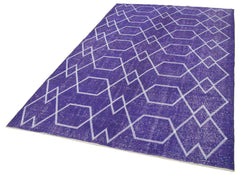 Geometric Carpet Purple Geometric Cotton Wool Handmade Area Rug 5'5'' x 9'5''