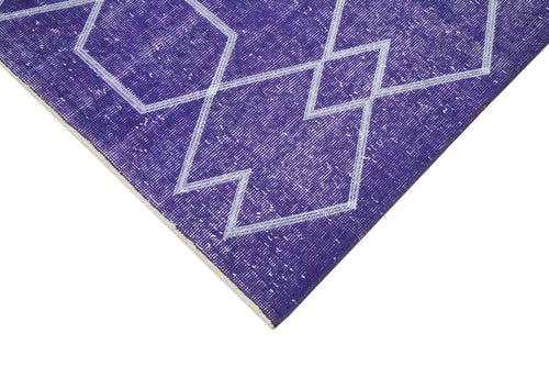 Geometric Carpet Purple Geometric Cotton Wool Handmade Area Rug 5'5'' x 9'5''