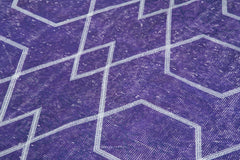 Geometric Carpet Purple Geometric Cotton Wool Handmade Area Rug 5'5'' x 9'5''