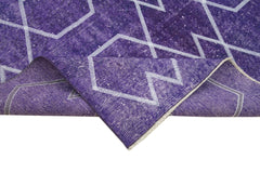 Geometric Carpet Purple Geometric Cotton Wool Handmade Area Rug 5'5'' x 9'5''